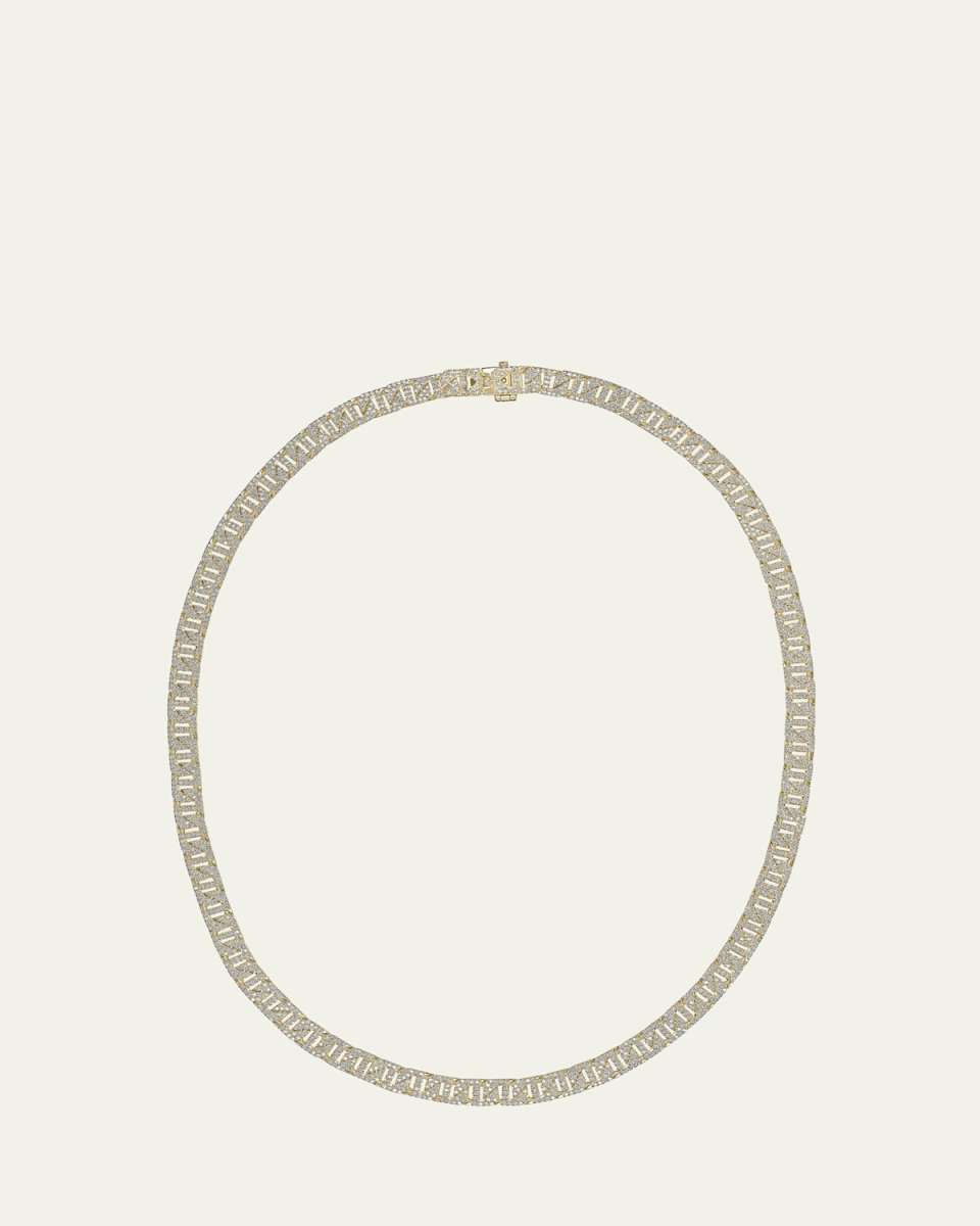 14K Yellow Gold Flawless Mykonos Necklace with Diamond Pave, 16"L